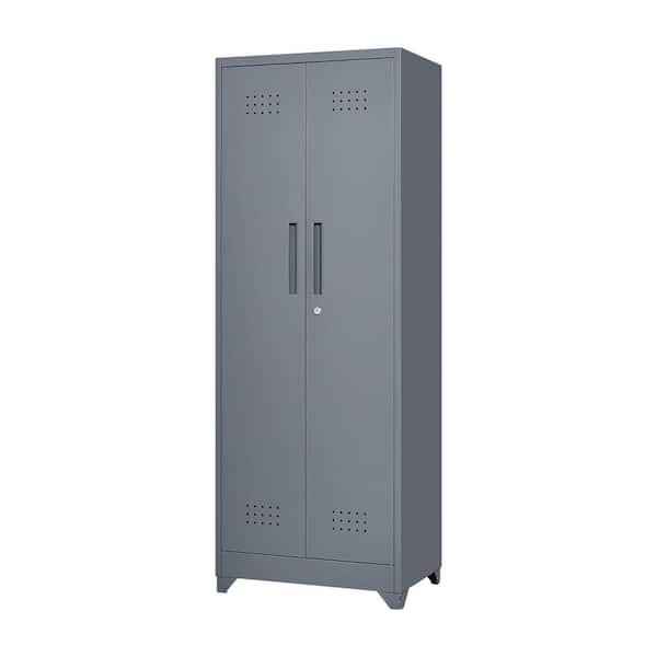 Gray 65 in. H Metal Storage Cabinet with Locking Door