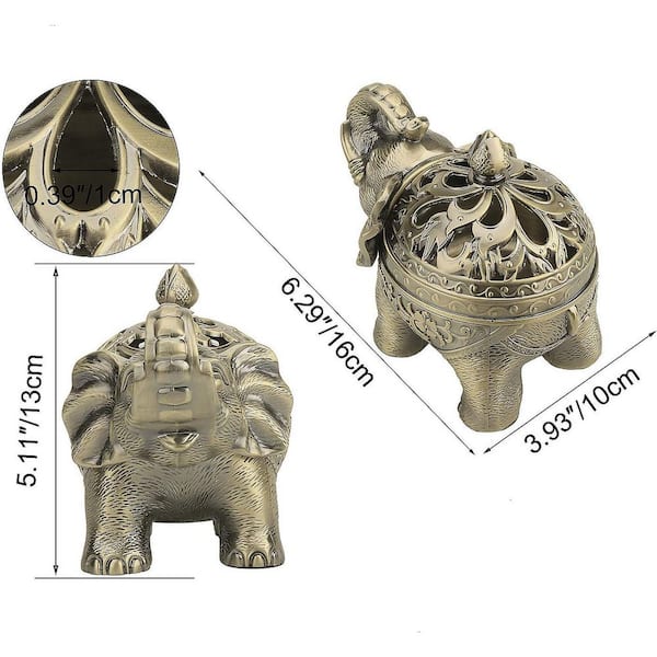 Afoxsos Bronze Zinc Alloy Elephant Incense Burner with Lid for