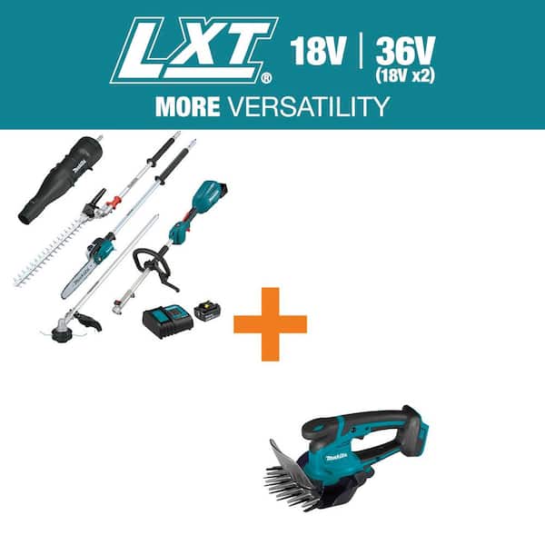 18V LXT Couple Shaft Power Head Kit w/String and Hedge Trimmer, Pole Saw & Blower Attachments, 4.0Ah w/bonus Grass Shear