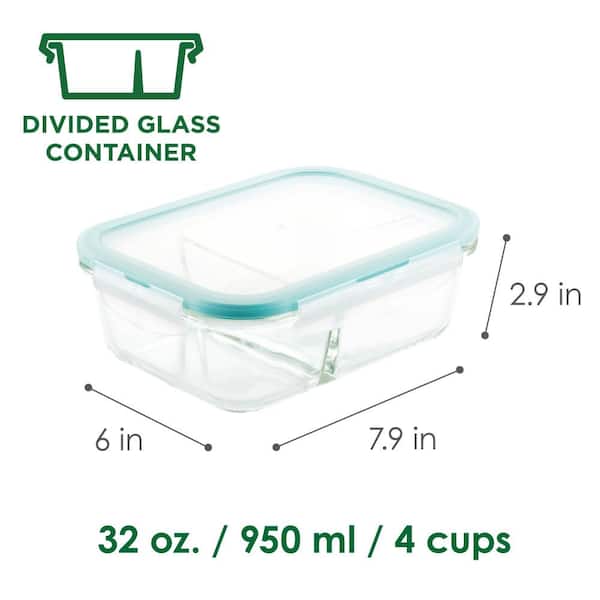 LOCK & LOCK Purely Better Glass Divided Rectangular Food Storage Container  32-Ounce LLG445C - The Home Depot