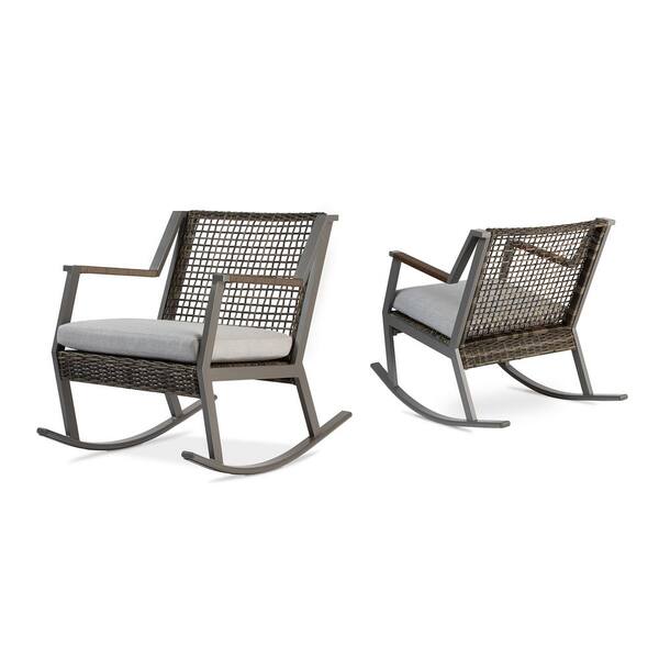 Real Flame Calvin Gray Powder Coated Aluminum Outdoor Rocking Chair With Cushions 2 Pack 9701 Gry The Home Depot Real Flame Calvin Gray Powder Coated, Aluminum Outdoor Rocking Chairs Set Of 2
