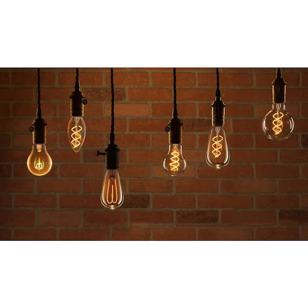 40-Watt Equivalent ST19 Dimmable M-Shape Filament Clear Glass E26 Vintage Edison LED Light Bulb, Warm White 2100K