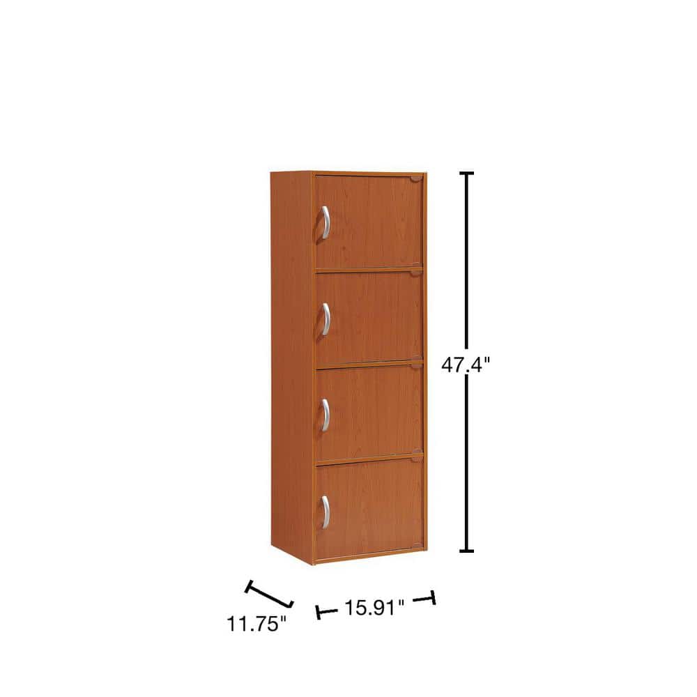 Cherry 47" Engineered Wood 4-Door Office Storage Cabinet
