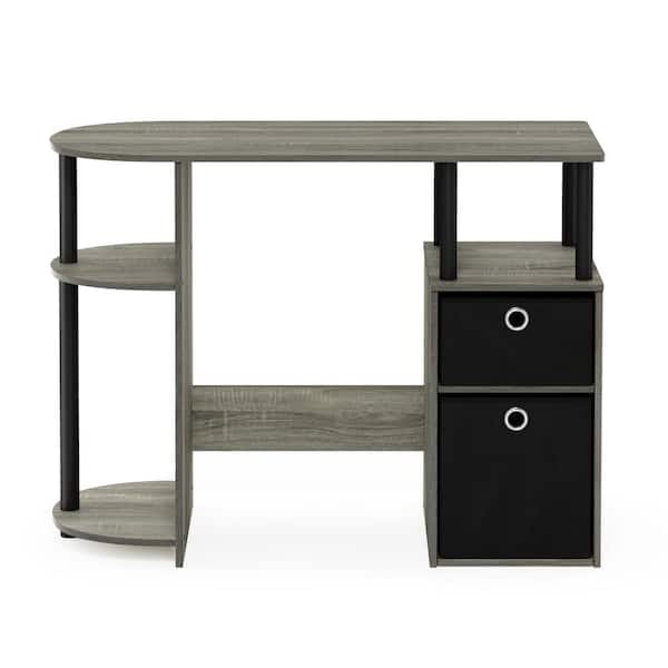 Furinno JAYA French Oak Grey/Black Simplistic Computer Study Desk