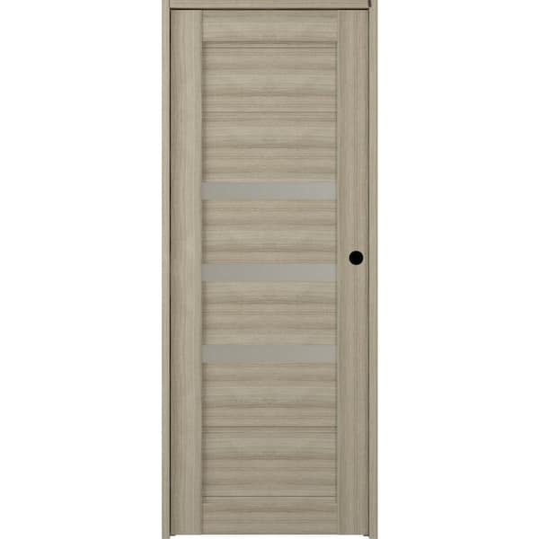Belldinni 24 in. x 80 in. Left-Hand 3-Lite Frosted Glass Solid Core Rita Shambor Wood Composite Single Prehung Interior Door