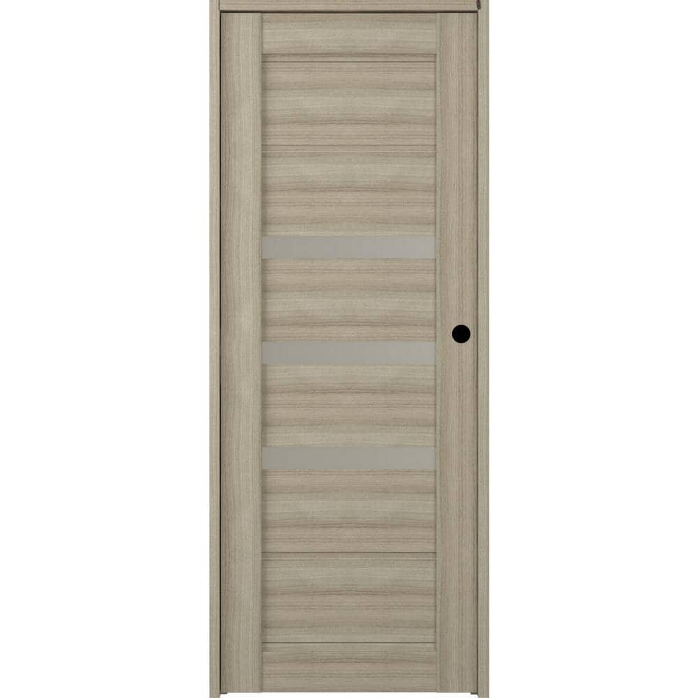 36 in. x 80 in. Left-Hand 3-Lite Frosted Glass Solid Core Rita Shambor Wood Composite Single Prehung Interior Door price history on PriceWatchPro