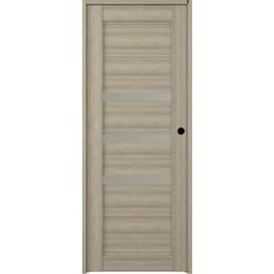 18 in. x 80 in. Left-Hand 3-Lite Frosted Glass Solid Core Rita Shambor Wood Composite Single Prehung Interior Door