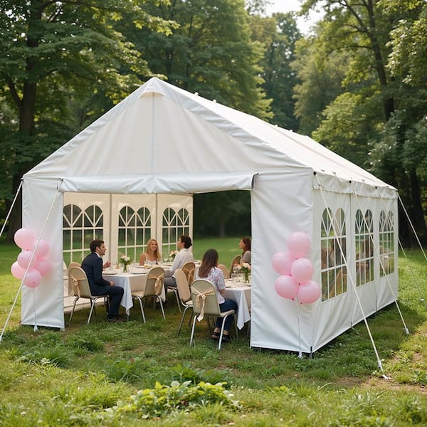 Pro Series 10 ft. x 20 ft. White Canopy, Carport with Removable