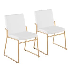 Dutchess White Faux Leather and Gold Side Dining Chair (Set of 2)