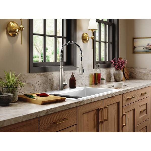 KOHLER Lassen 33 in. Drop-in/Undermount Single Bowl Granite Composite Kitchen Workstation Sink in Matte White with Accessories