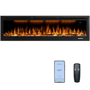 60 in. Smart Electric Fireplace Inserts with APP Control in Black