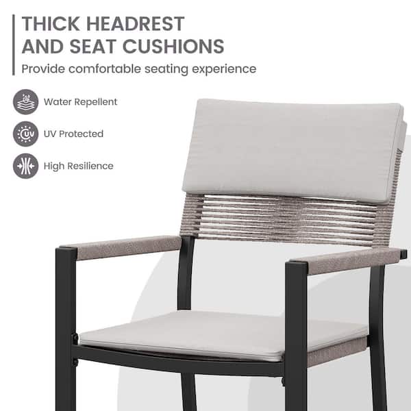 6-pack Wicker Metal Outdoor Dining Chair with Arm All-weather Patio Dining Set, Light Brown