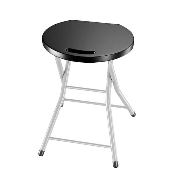 28 in. Black Backless Metal Sturdy Frame Portable Folding Bar Stools Lightweight Fishing Stool