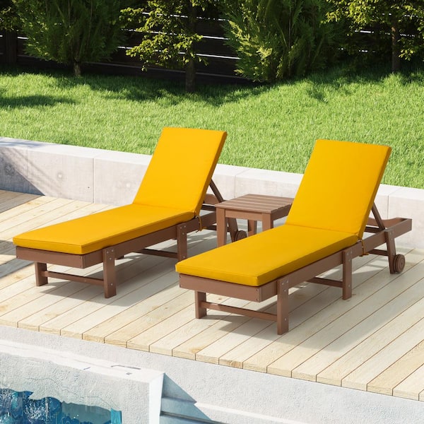 FadingFree (Set of 2) 21.5 in. x 26 in. x 2.5 in. Outdoor Patio Chaise Lounge Chair Cushion Set in Yellow