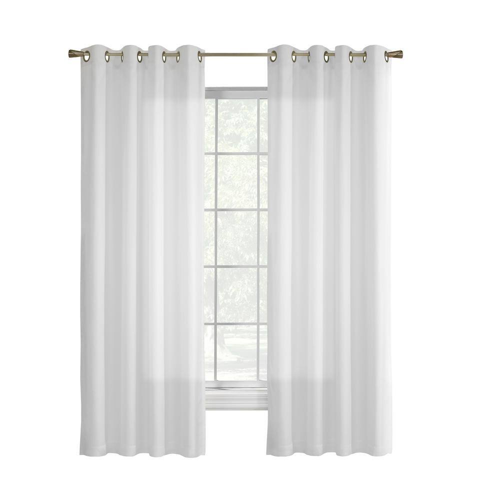 White Polyester Light-Filtering Grommet Window Panel for Kids