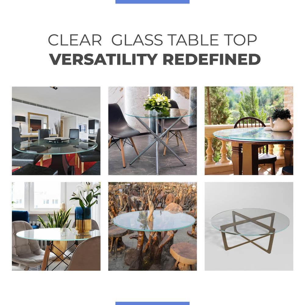 42 Inch Round Clear Tempered Glass Patio Table Top