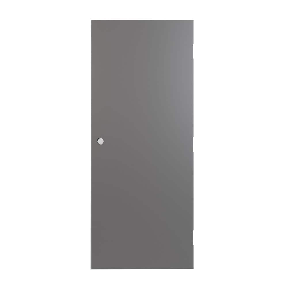 FORTIS DOORS 36 in. x 96 in. Universal/Reversible Gray Primed Steel ...