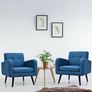 29.5 in. W 2PCS Accent Armchair Single Sofa Chair Home Office with Wooden Legs Blue