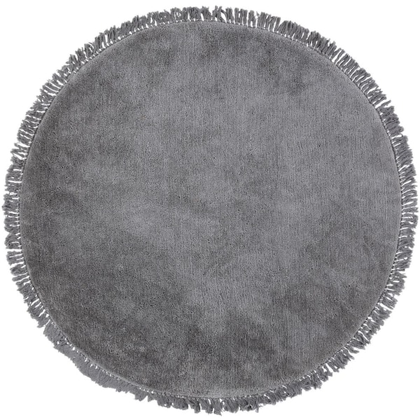 Vermont 6 ft. x 6 ft. Round Gray Minimalist Solid Round Area Rug