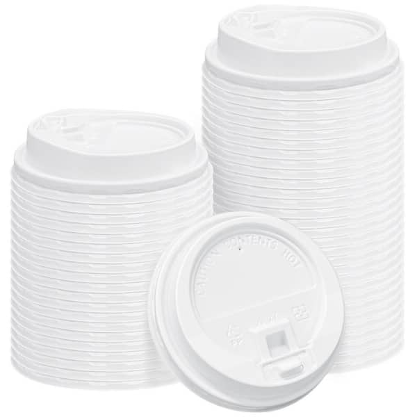 3.5 in. Disposable Plastic Cup Lids, Coffee Cup Lids for 10, 12, 16, 20, 24 oz. Paper Cups, White (150-Pack)
