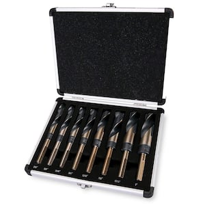 14 in. D x 3 in. H x 12 in. W HSS Cobalt Silver and Deming Drill Bit Set with Storage Case (8-Piece)