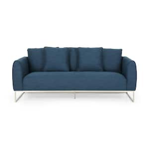 Canisbay 82.75 in. Navy Blue Solid Fabric 3-Seater Lawson Sofa