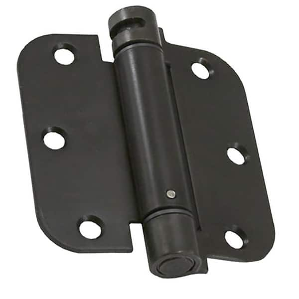 Dynasty Hardware 3-1/2 in. x 3-1/2 in. Oil Rubbed Bronze 5/8 in. Radius Adjustable Spring Door Hinge (2-Pack)