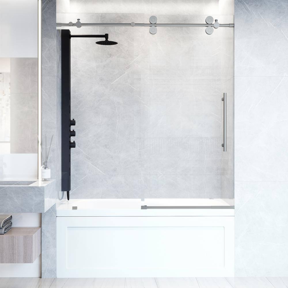 Elan 56-60" Stainless Steel Frameless Sliding Tub Door