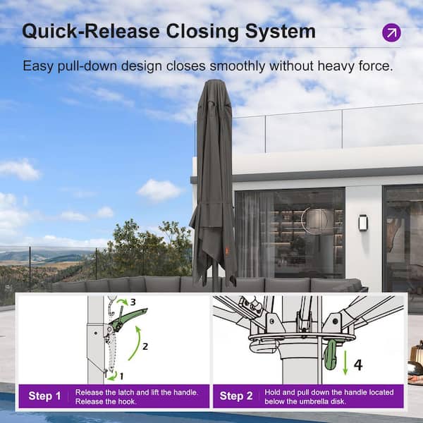 16 ft commercial patio umbrella 16ft Market w/ Cross Base, Crank, Aluminum Frame leesa2f.com The PURPLE LEAF semi FIM Aluminum 10 x 16