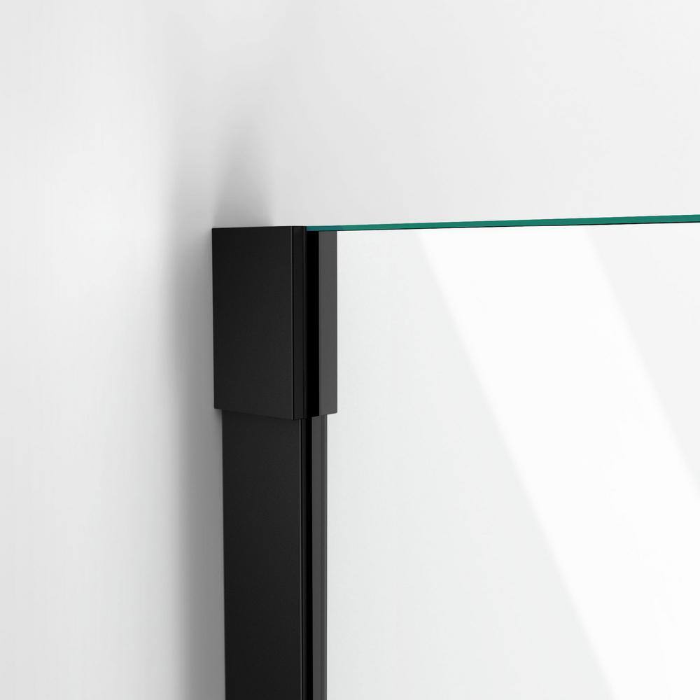 Matte Black Frameless Hinged Shower Enclosure with Clear Glass