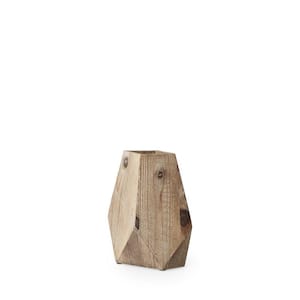 9 in. Brown Wood Cylinder Decorative Vase