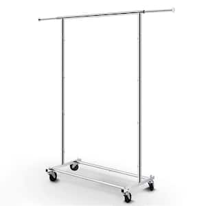 Chrome Metal Garment Clothes Rack with Extendable Rod 30.5 in. W x 58.7 in. H