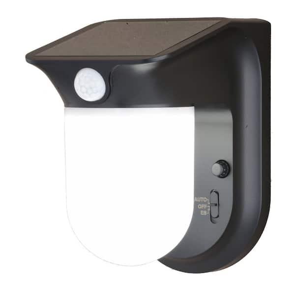 dualux Solar Outdoor Security 1200 Lumens 120-Degree Black Motion Sensing Dusk to Dawn Integrated LED Wall Flood Light