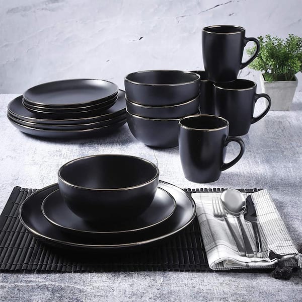 Matte Black Stackable Dinnerware Set / Breakfast Set 