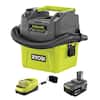 RYOBI ONE+ 18V Cordless 1 Gal. Wet/Dry Vacuum Kit with 4.0Ah Battery ...