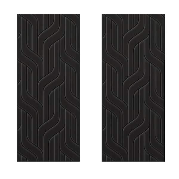 CALHOME 60 in. x 96 in. Hollow Core Black Painted Composite MDF Interior Double Closet Sliding Doors