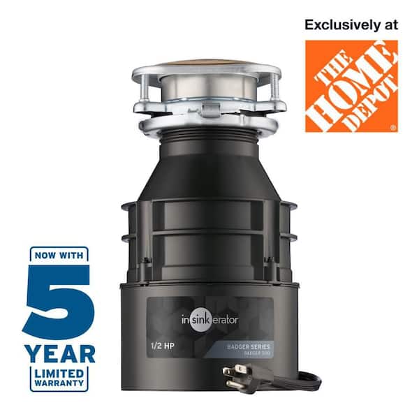 Badger 500 W/C, 1/2 HP Continuous Feed Kitchen Garbage Disposal with Power Cord, Badger Series