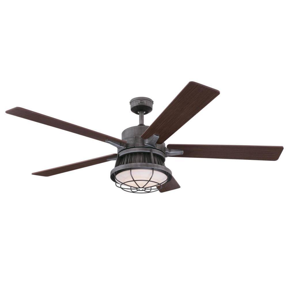 Westinghouse Chambers 60 In Integrated Led Distressed Aluminum Ceiling Fan With Light Kit And Remote Control 7220400 The Home Depot