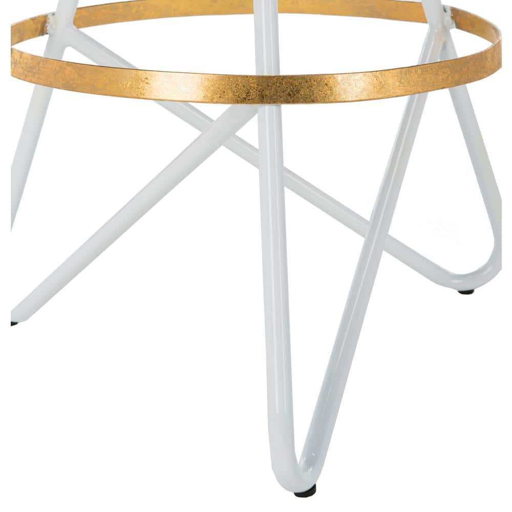 White and Gold Iron Backless Counter Stool with Hairpin Legs
