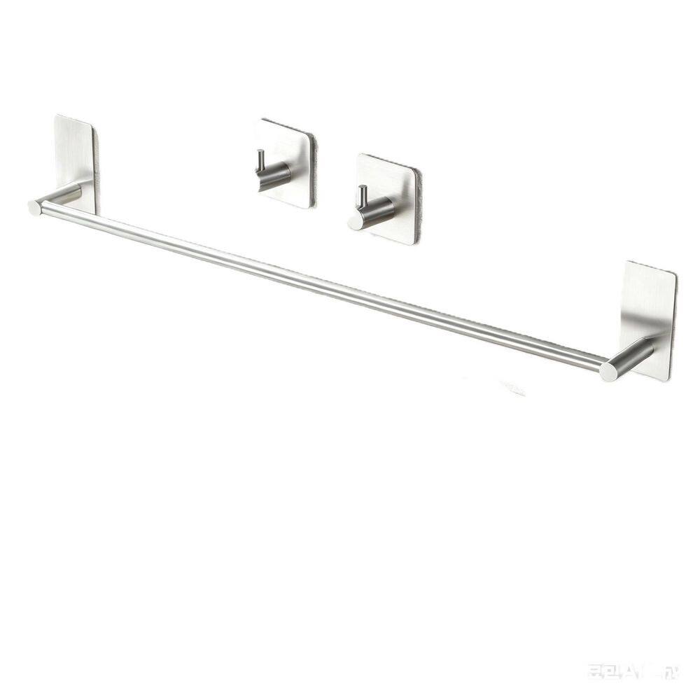 24 in. Self Adhesive Wall Mounted Bathroom Towel Bar in Silver with 2 Packs Towel Hooks, No Drilling price history on PriceWatchPro