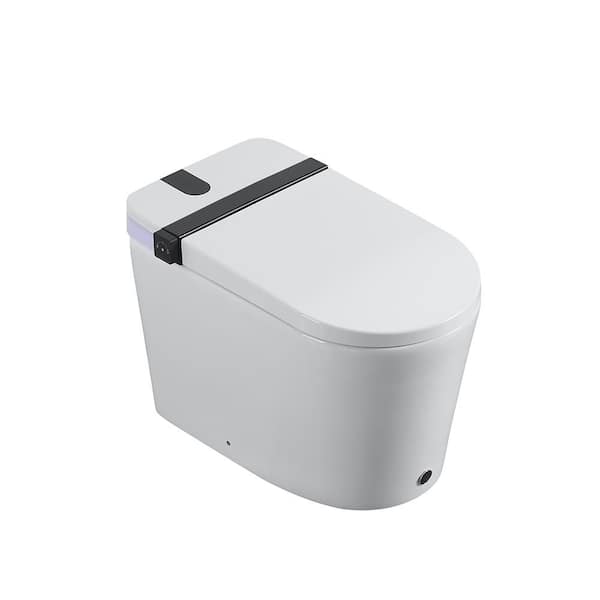 Elongated Bidet Smart Toilet 1.28 GPF in White with Foot Sensor, Auto Open/Close, Revolving Lamp, Foam Shield, Pre-Wet