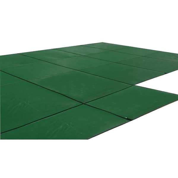 Water Warden Mesh Green Safety Cover for 16 ft. x 32 ft. Rectangle In Ground Pool with 4 ft. x 6 ft. Left Step with 1 ft. Offset