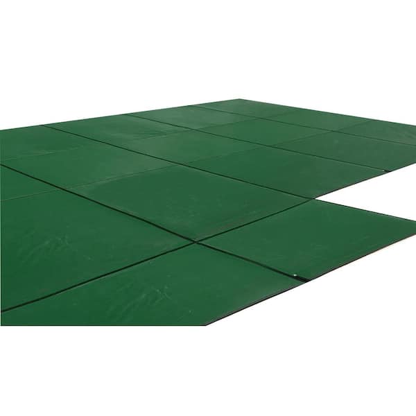 Water Warden Mesh Green Safety Cover for 16 ft. x 34 ft. Rectangle In Ground Pool with 4 ft. x 8 ft. Left Step with 2 ft. Offset