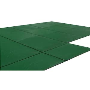 Mesh Green Safety Cover for 18 ft. x 36 ft. Rectangle In Ground Pool with 4 ft. x 8 ft. Left Step with 1 ft. Offset