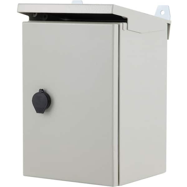 Electrical Enclosure, 12 x 8 x 8 in., NEMA 4 Rated, IP65 Waterproof, Cold-Rolled Carbon Steel Hinged Junction Box