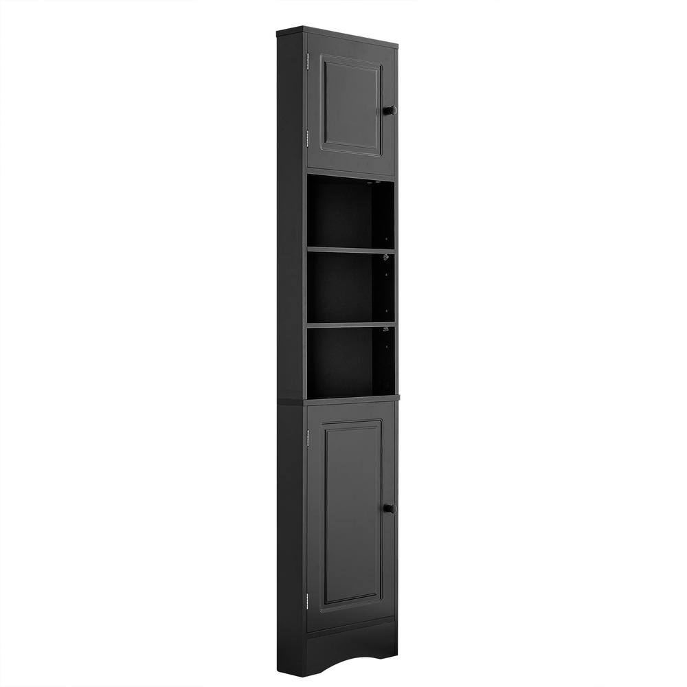 14.6 in. W x 9.4 in. D x 66.9 in. H MDF Board Black Linen Cabinet with 2-Do