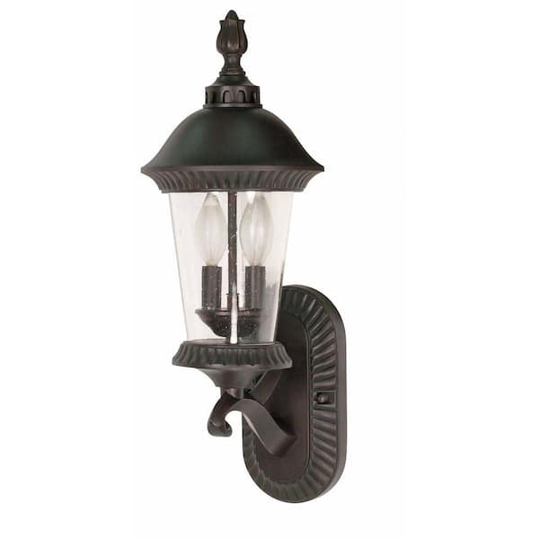 Glomar Clarion 3-Light 20 in. Wall Lantern - Arm Up with Clear Seed Glass finished in Chestnut Bronze-DISCONTINUED