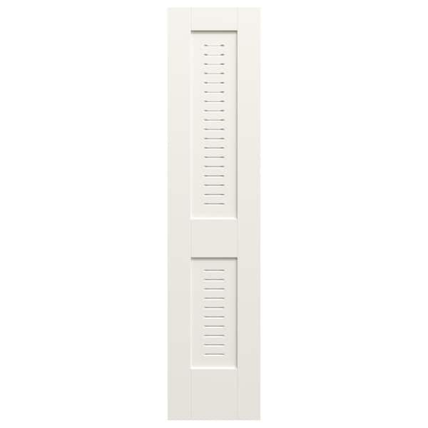 JELD-WEN 18 in. x 80 in. 2 Panel Solid Core White Primed MDF Wood Interior Door Slab w/Full Modern Ventilated Panel Louver