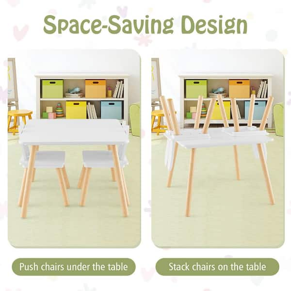 HONEY JOY 3-Piece Kids Rectangular Wood Top Table Chairs Set Children  Activity Desk & Chair Furniture Green TOPB003067 - The Home Depot