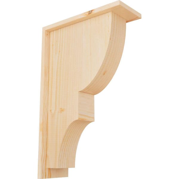 Ekena Millwork 5-1/2 in. x 14 in. x 22 in. Douglas Fir Ridgewood Smooth Corbel with Backplate